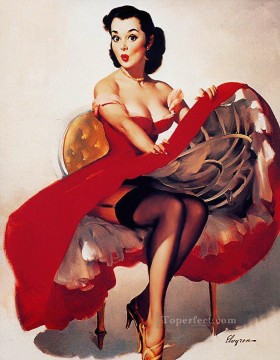 woman looking up Painting - ELVGREN 2 pin up